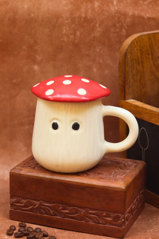 Mushroom Mug With lid handmade in india