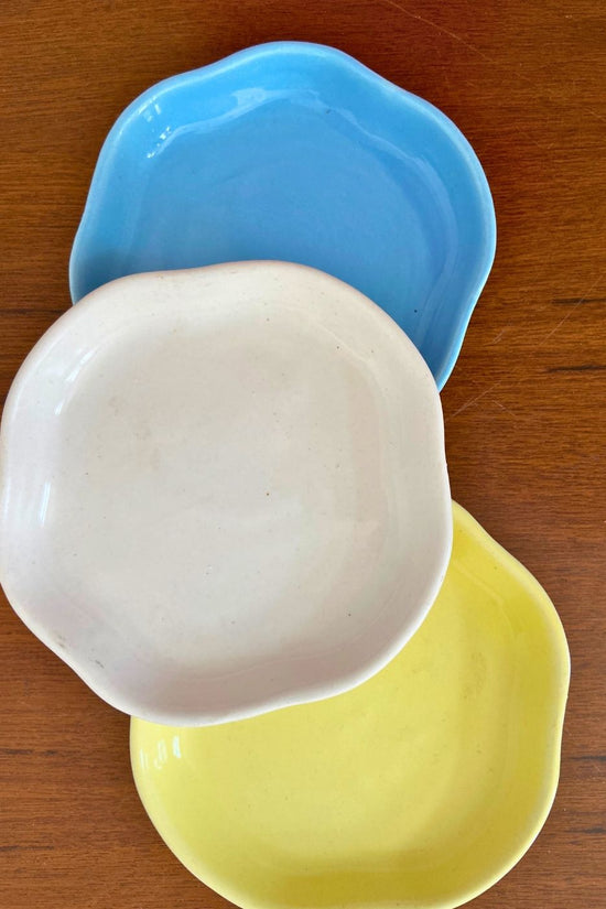 set of three dessert plates handmade in india 