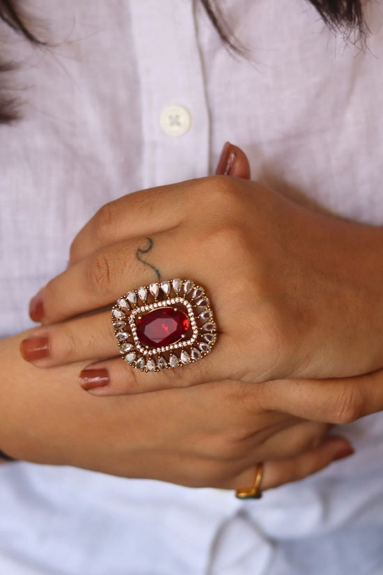 Hypoallergic Ruby Aurora Ring