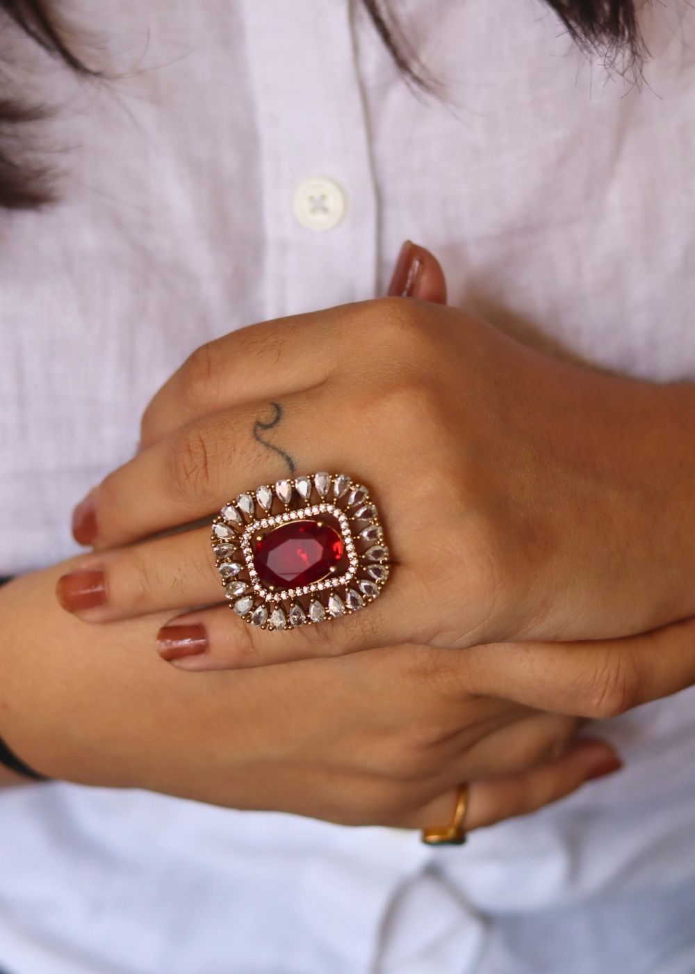 Hypoallergic Ruby Aurora Ring