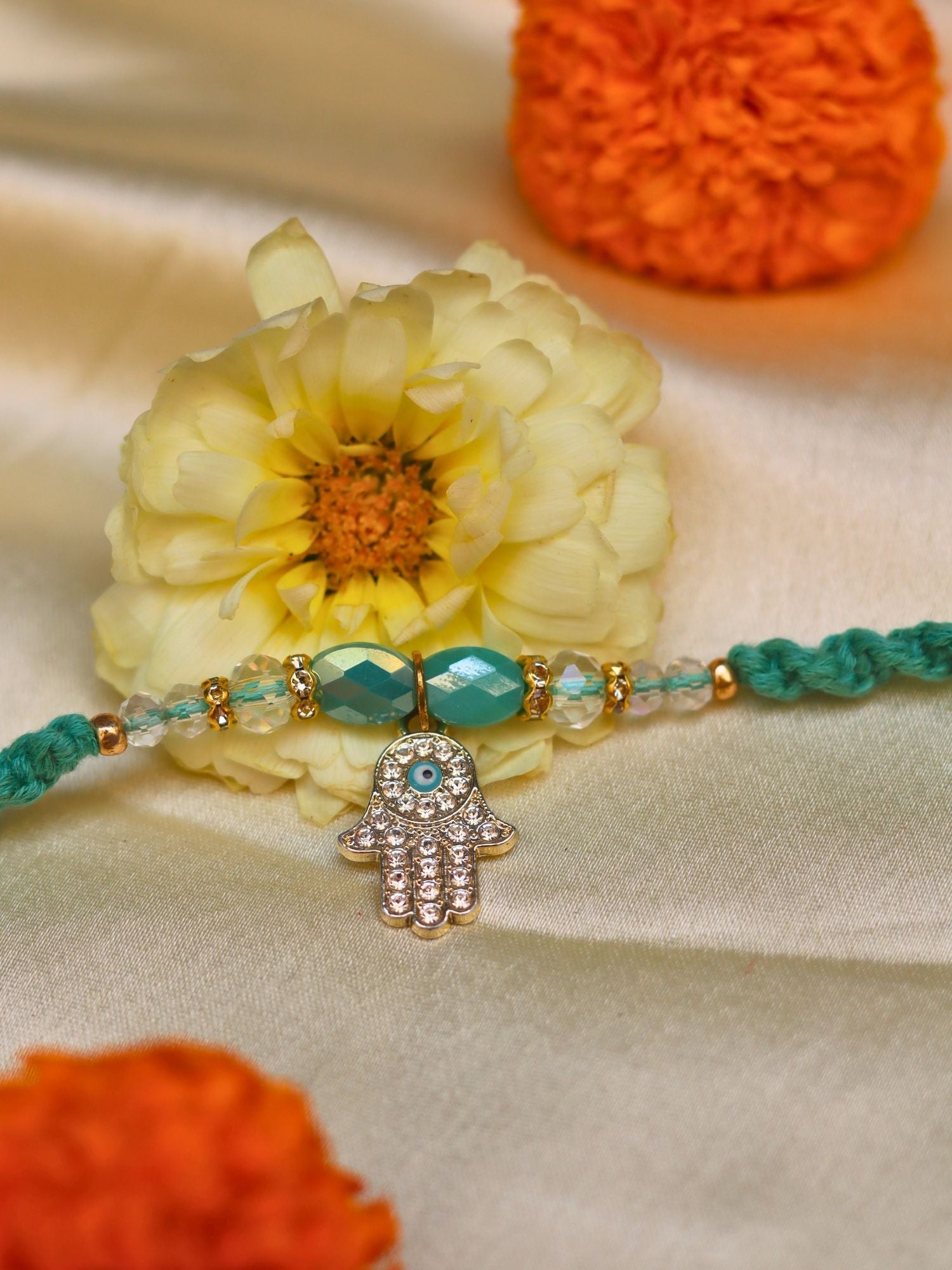 Hamsa Pearls Shield Rakhi