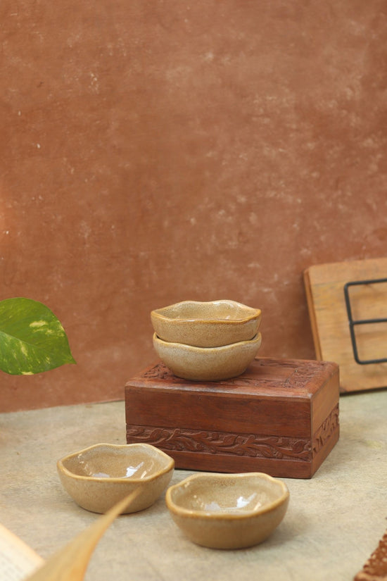 Set of 4 -  Beige Artisanal Katori with premium quality material