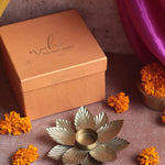 Handmade Golden Flower Tea Light Holder Diwali Gift Box