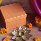 Handmade Golden Flower Tea Light Holder Diwali Gift Box