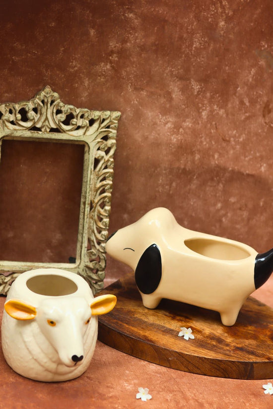 Cutest Dog & Cow Planter combo handmade in India