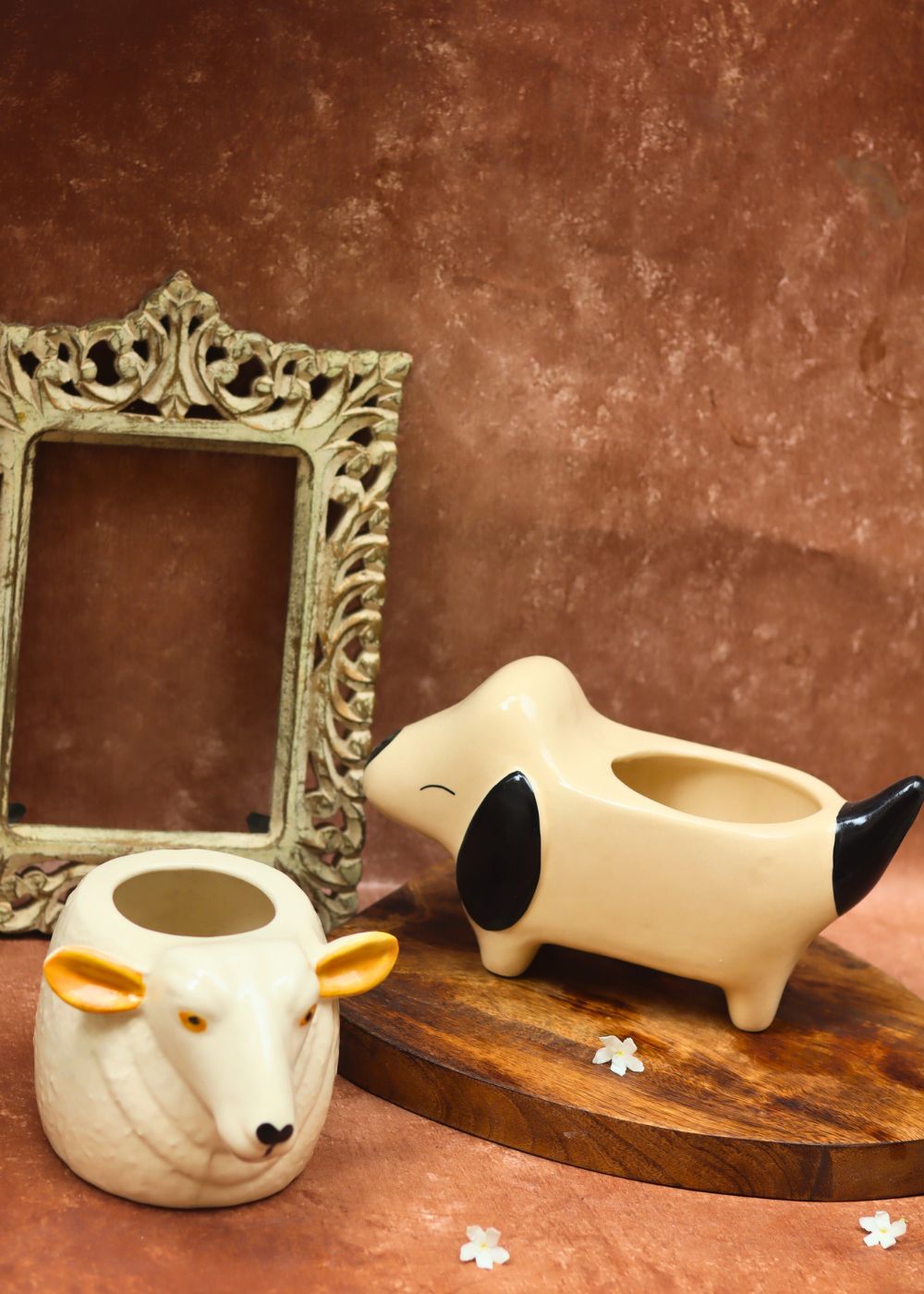 Cutest Dog & Cow Planter combo handmade in India