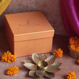 Golden Flower Tea Light Holder Diwali Gift Box made by metal