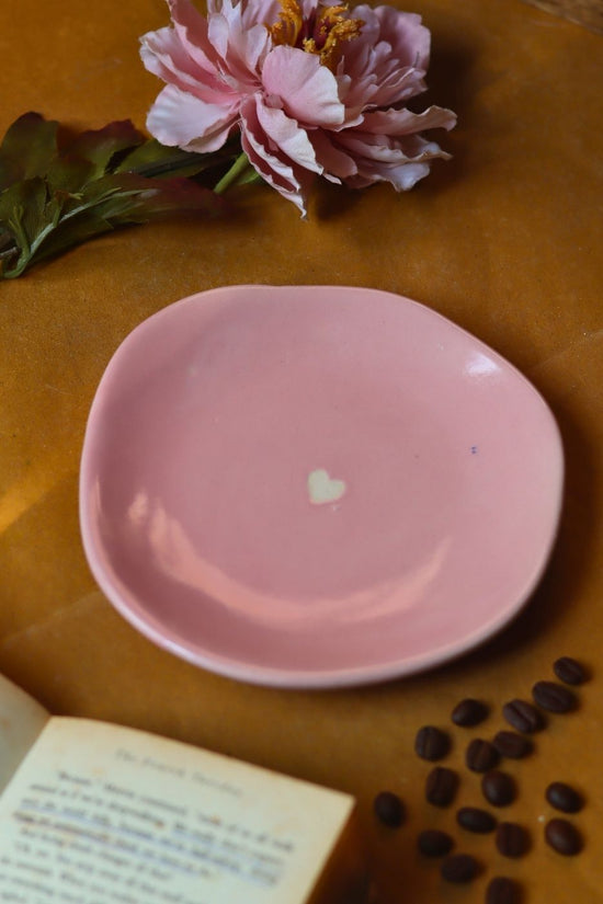Pink Cupid Dessert Plate handmade in India