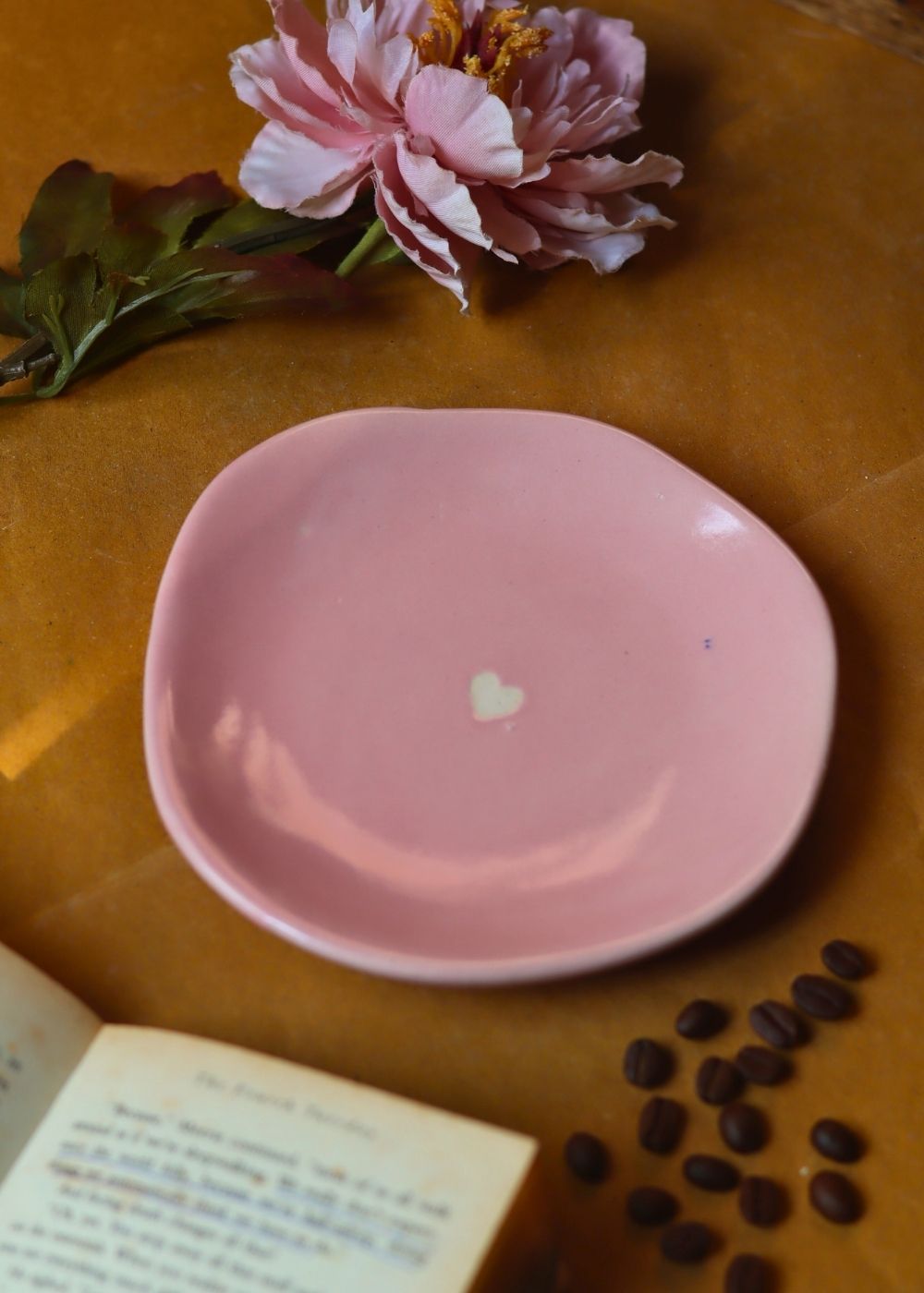 Pink Cupid Dessert Plate handmade in India