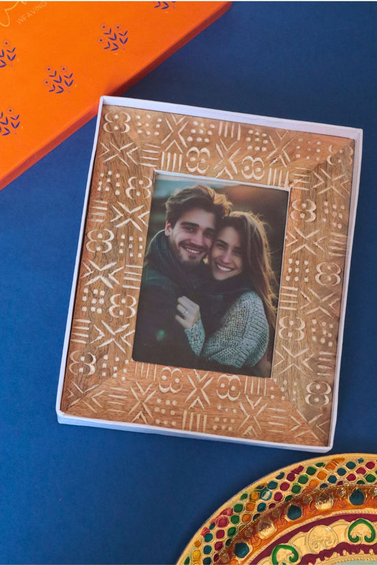 Aesthetic Carved Wooden Frame in a Gift Box handmade in india