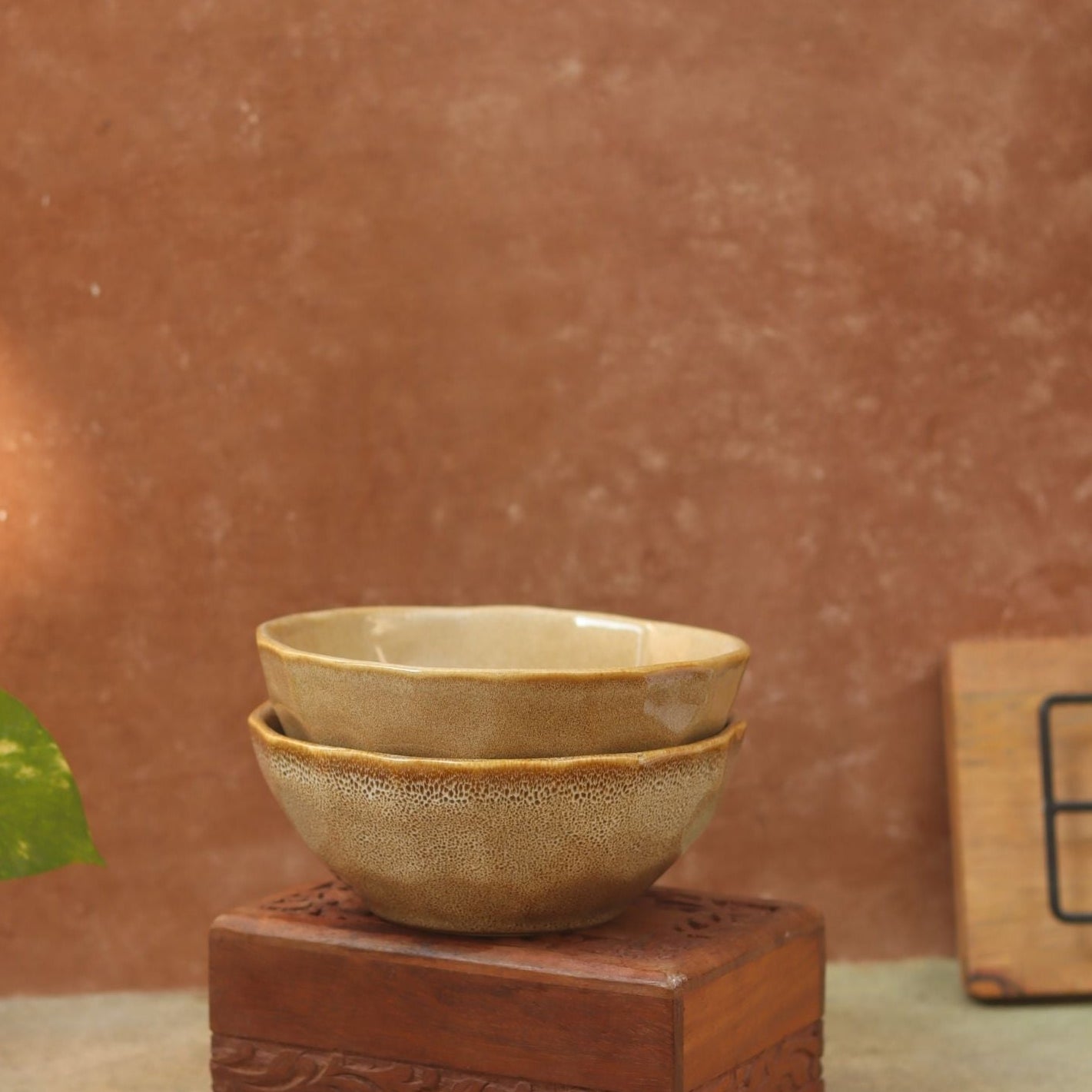 Handmade Beige Artisanal Curry Bowl - (Set of 4 - GET 2 FREE)