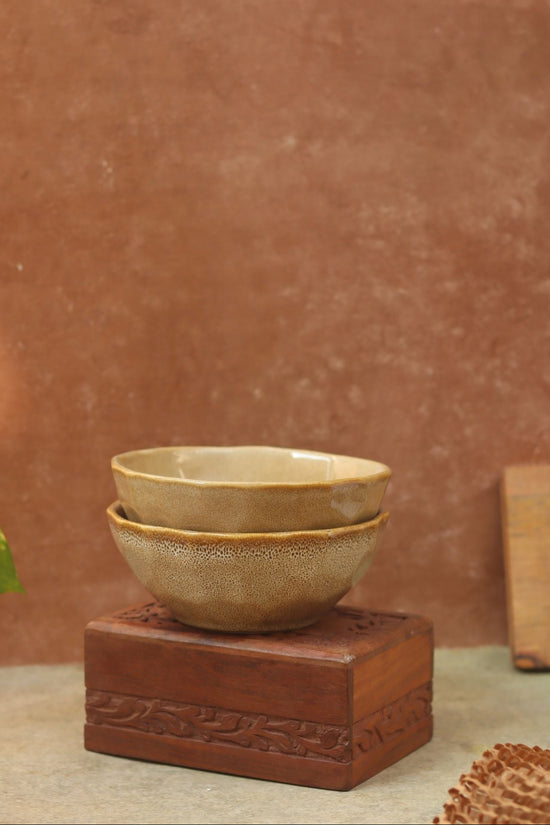 Handmade Beige Artisanal Curry Bowl - (Set of 4 - GET 2 FREE)