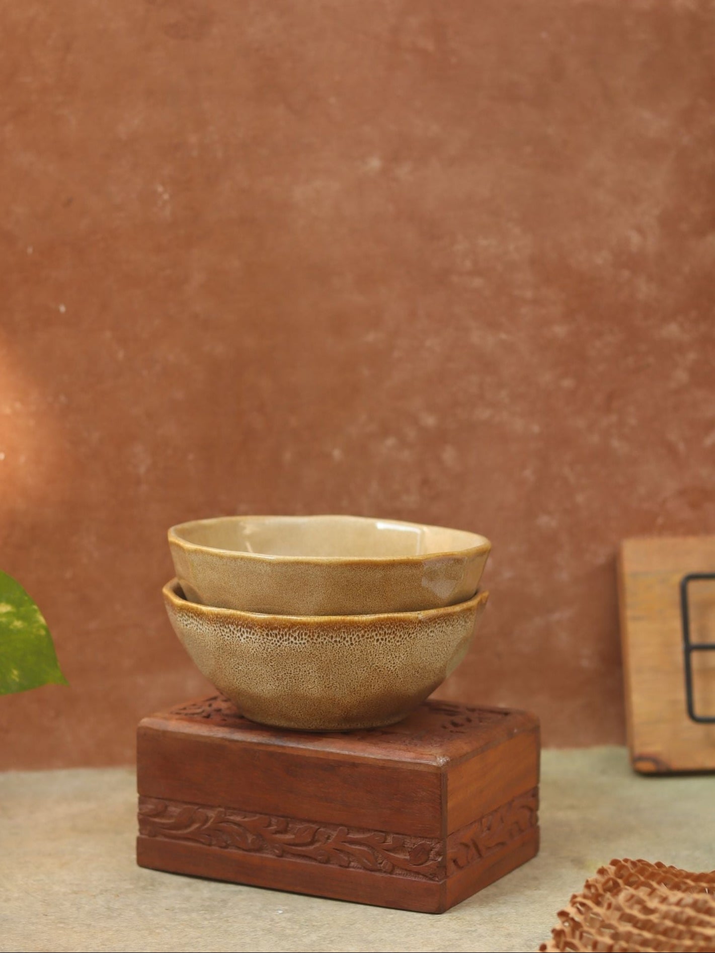 Handmade Beige Artisanal Curry Bowl - (Set of 4 - GET 2 FREE)