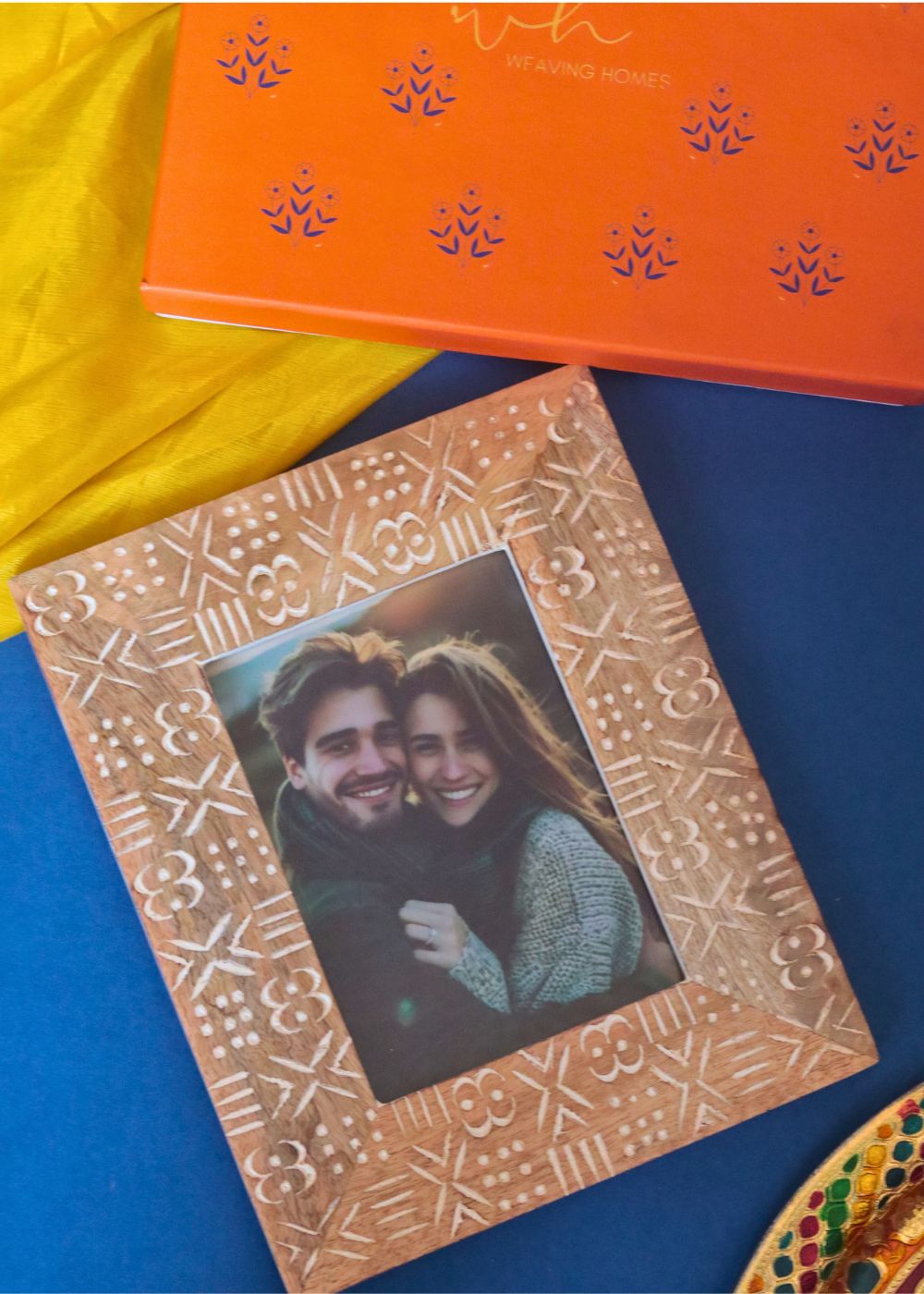 handmade Aesthetic Carved Wooden Frame in a Gift Box