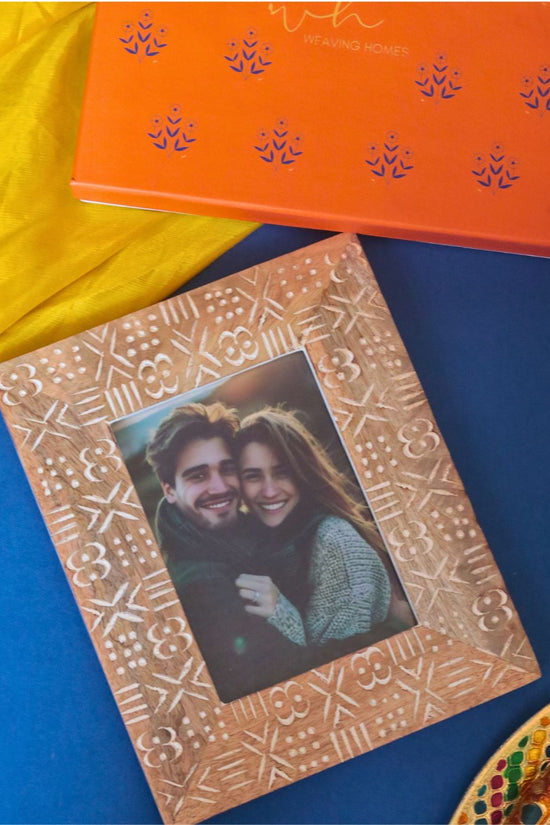 handmade Aesthetic Carved Wooden Frame in a Gift Box