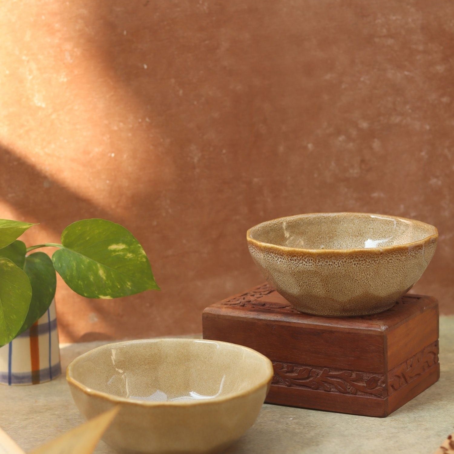 Beige Artisanal Curry Bowl - (Set of 4 - GET 2 FREE) made by ceramic