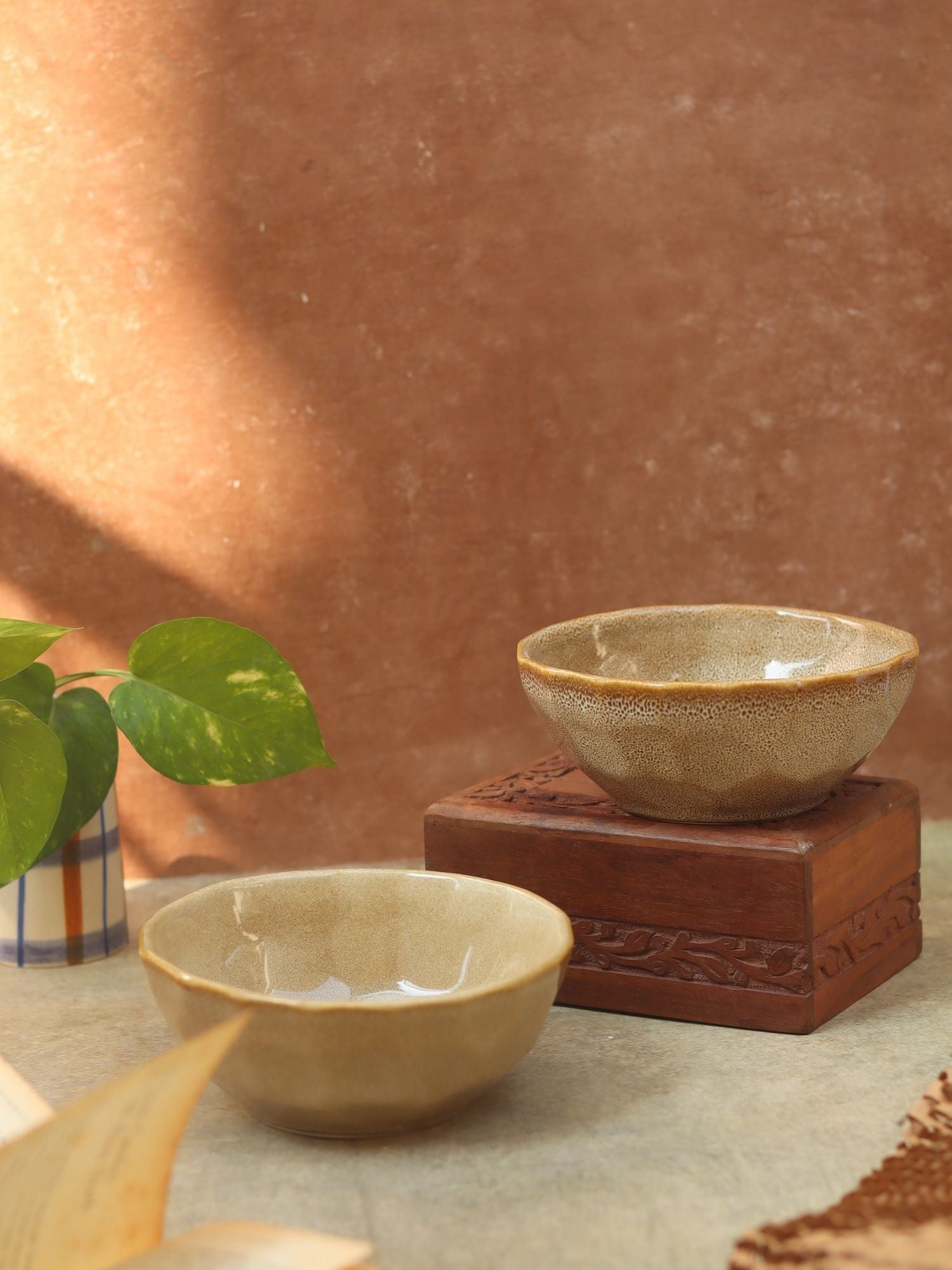 Beige Artisanal Curry Bowl - (Set of 4 - GET 2 FREE) made by ceramic