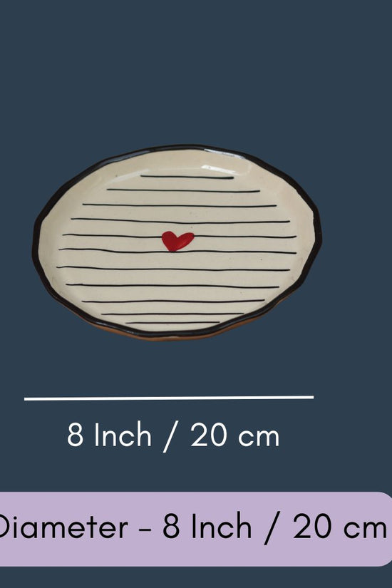 Striped Heart Snack Plate