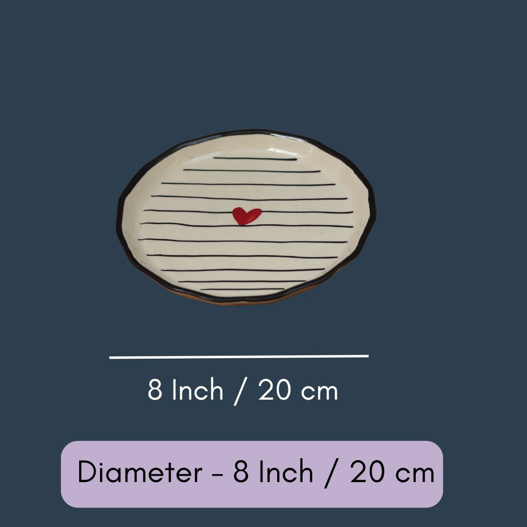 Striped Heart Snack Plate