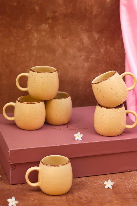 Set of 6 - Ivory Ovule Shape Tea Cups in a gift box with premium quality material