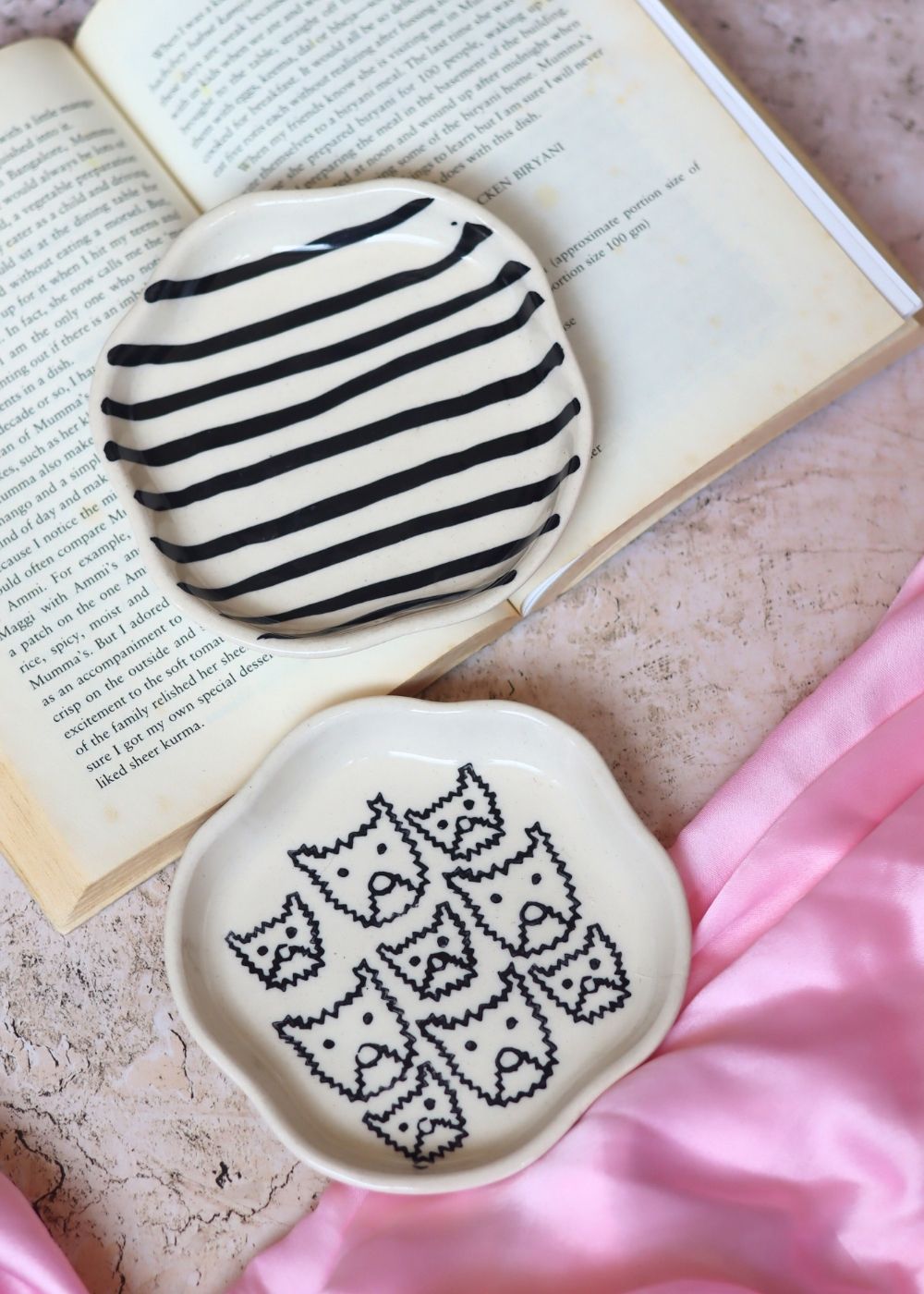 Cats & Zebra Handmade Dessert Plate handmade in india