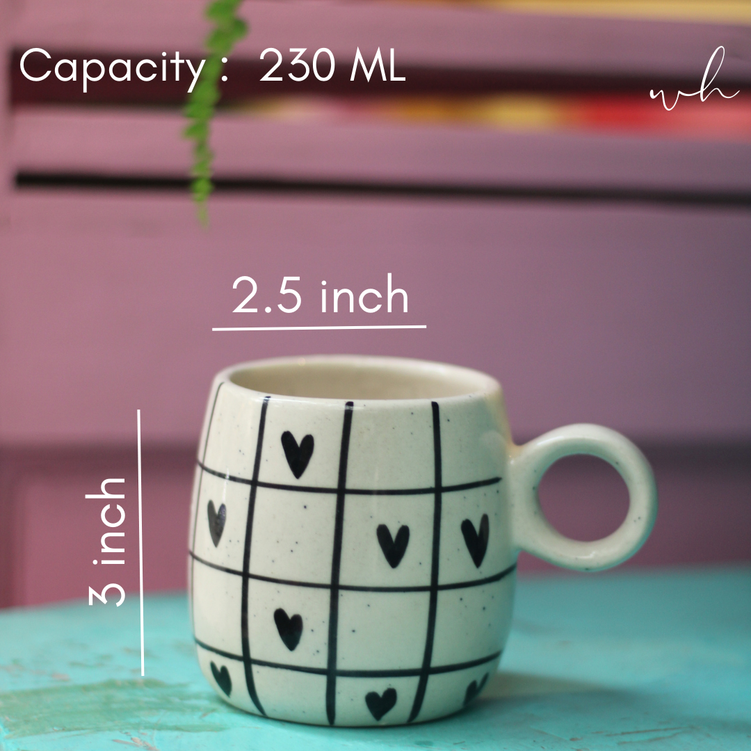 Black heart coffee mug height and breadth