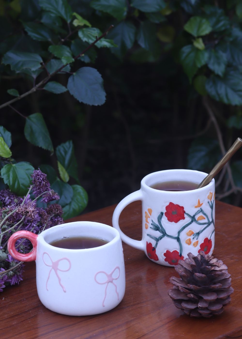 Girlie Bow Mug & Garden Dreams Mug handmade in india