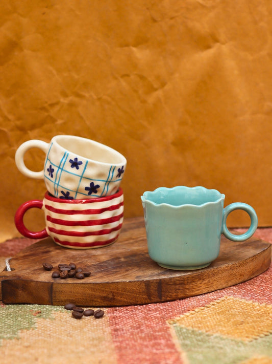 Set of 3 - Double Delight Mugs combo made by ceramic