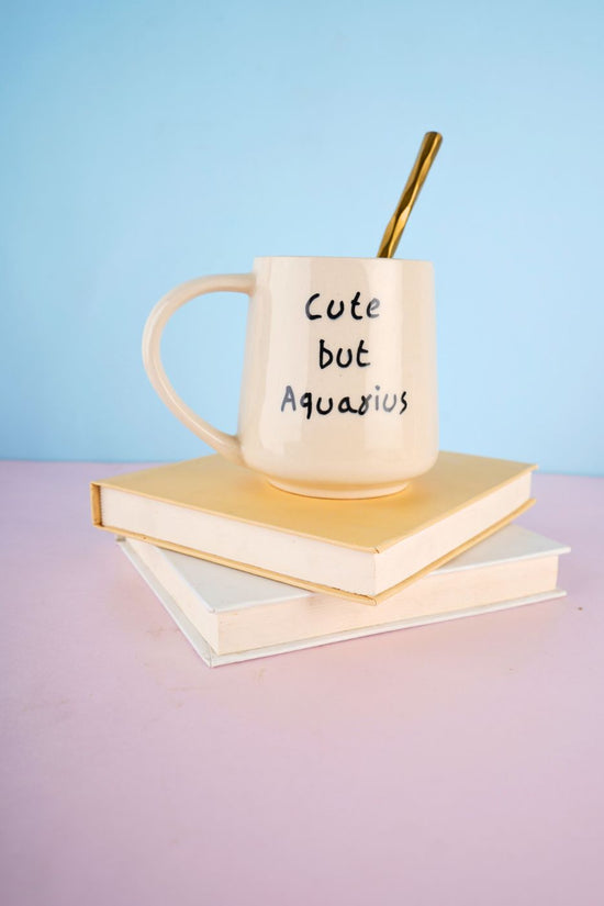 cute but aquarius mug handmade in india