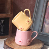 Set of 2 - Yellow & Pink Lily Mug handmade in india