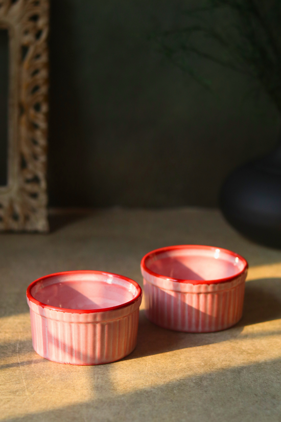 Handmade ceramic blush pink ramekins