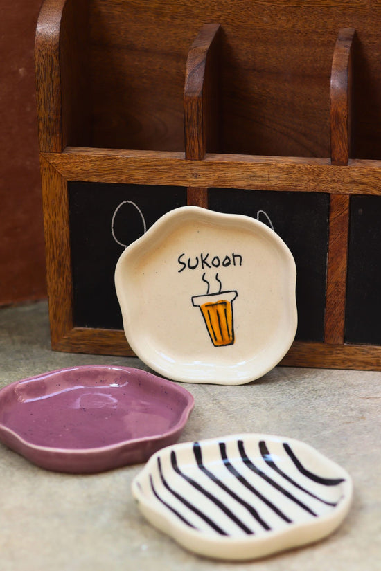 Zebra, Sukoon & Lavender Handmade Dessert Plate - Set of 3