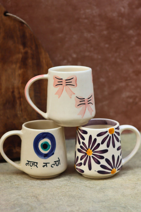 Set of 3 - Coffee Lover Mugs combo handmade in India
