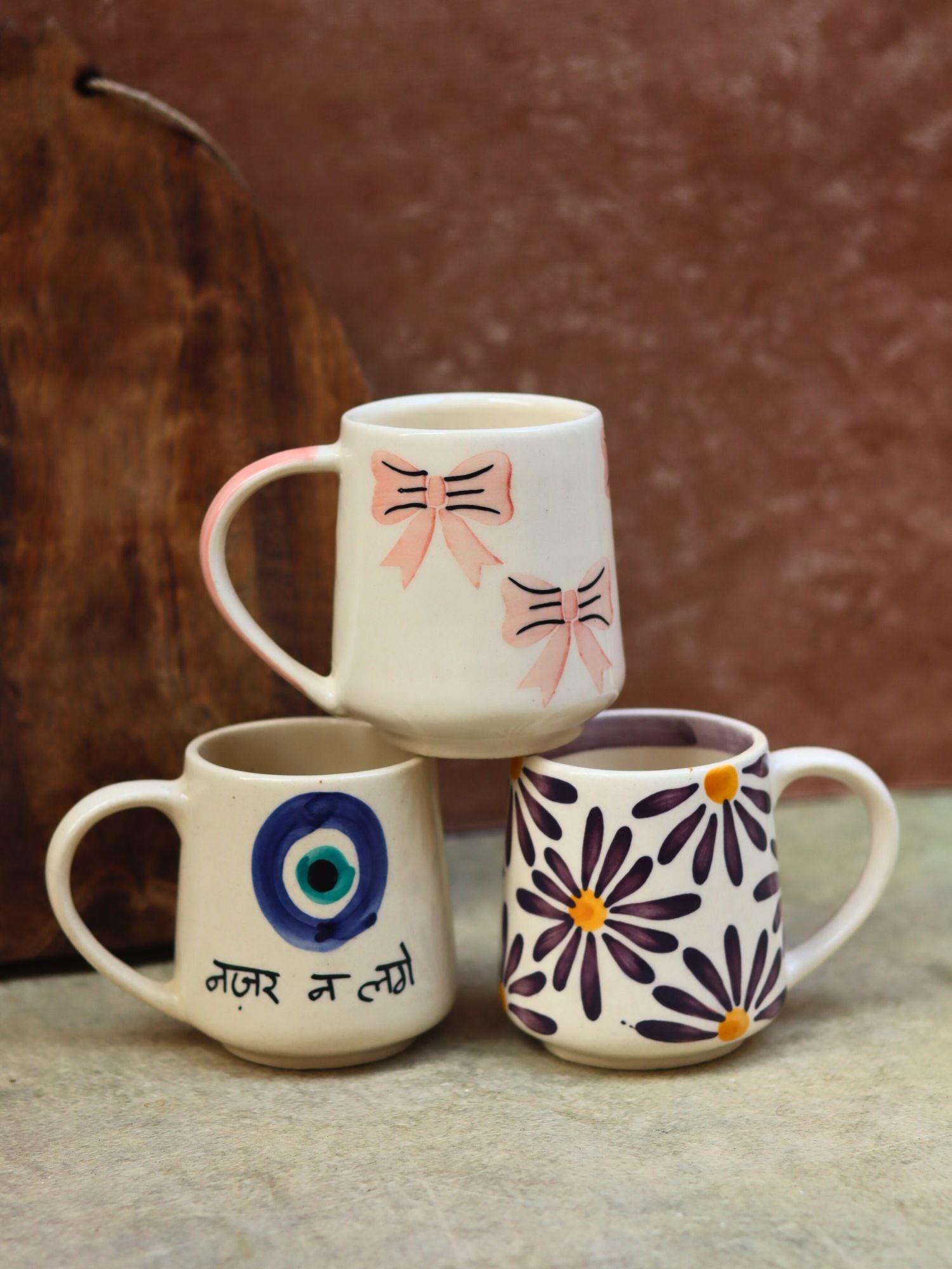 Set of 3 - Coffee Lover Mugs combo handmade in India