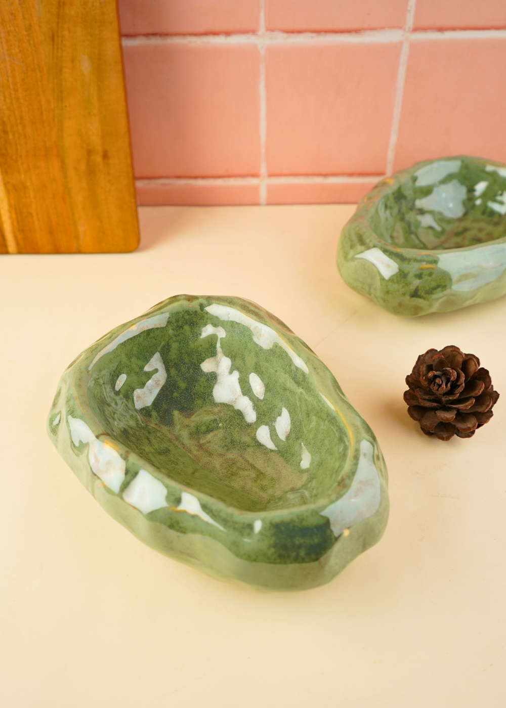 pistachio stoneware curry bowl handmade in india 