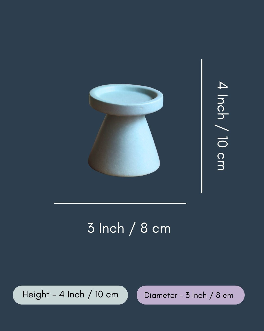 Sky Blue Pillar Candle Holder - Small