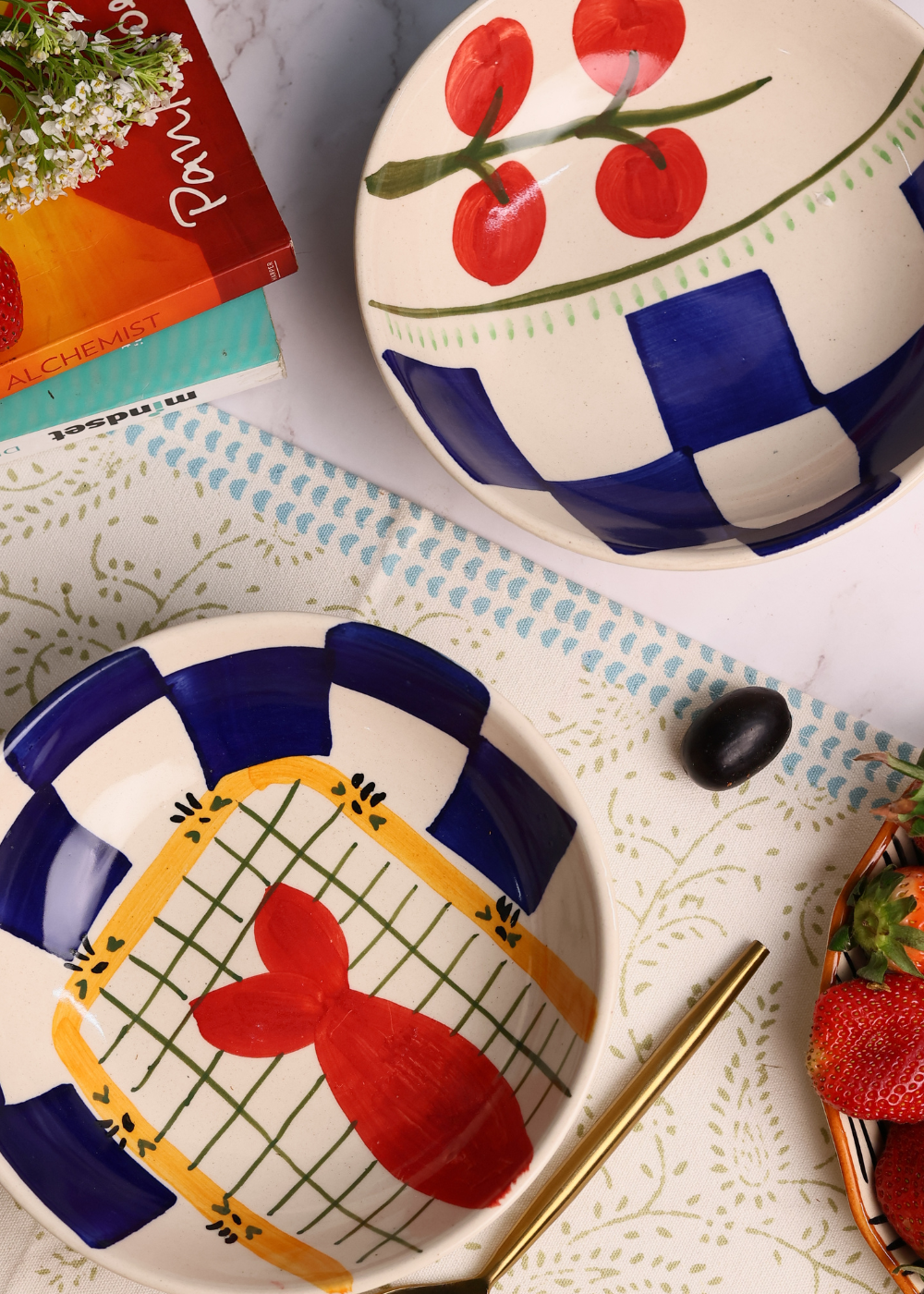 Mykonos Fish & Cherry Bowl- Set of Two made by ceramic