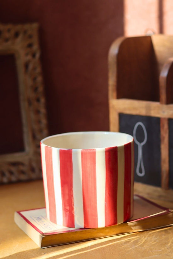 Striped Planter - Red