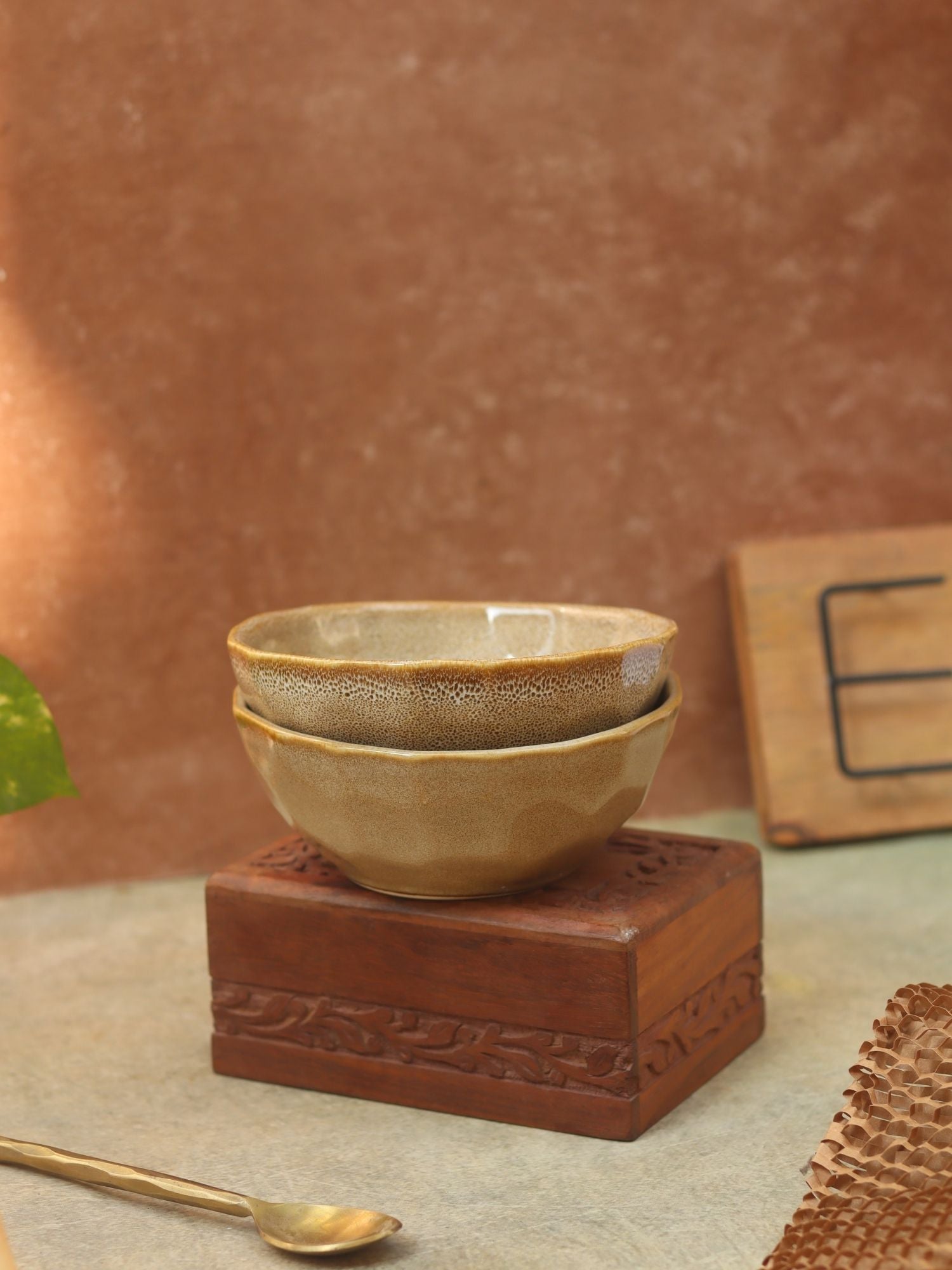 Beige Artisanal Curry Bowl - (Set of 4 - GET 2 FREE) handmade in India