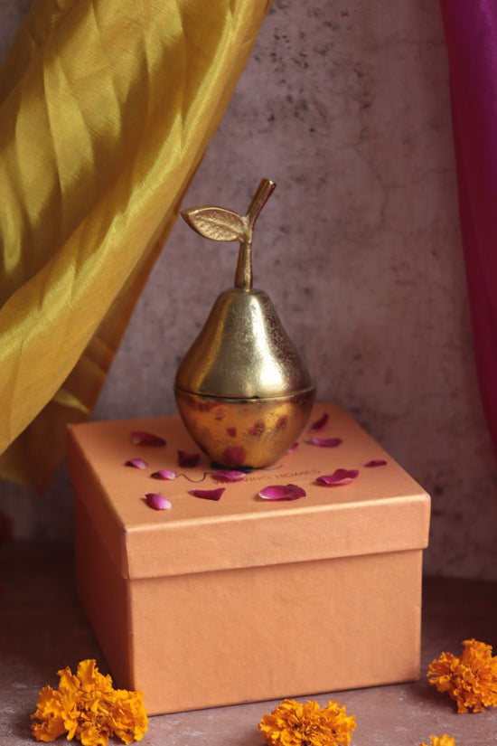 Amber Pear Jar Diwali Gift Box made by metal