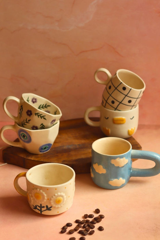Set of 6 Treat & Sweet Mugs (for the price of 5) handmade in India