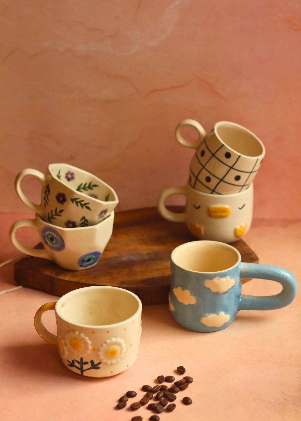 Set of 6 Treat & Sweet Mugs (for the price of 5) handmade in India