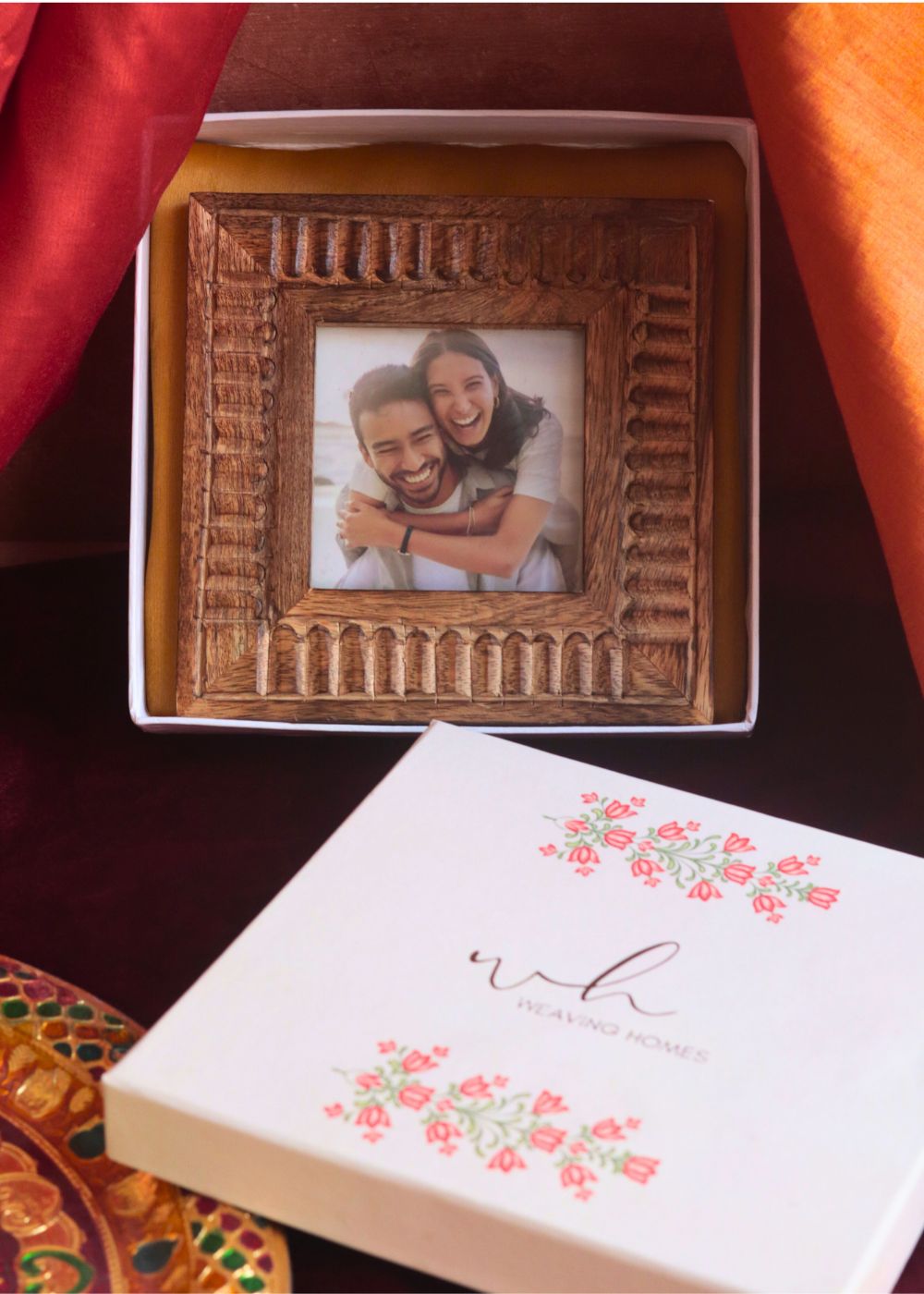 Modern Square Wooden Frame in a Gift Box handmade in india