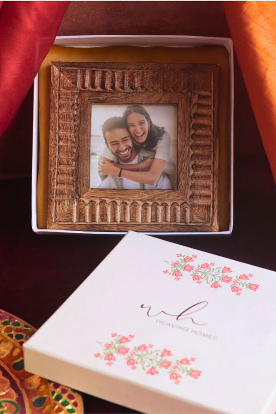 Modern Square Wooden Frame in a Gift Box handmade in india