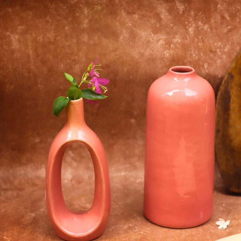 Pink Contour & Pink Tall vase combo made by ceramic