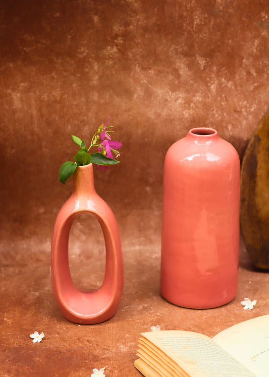 Pink Contour & Pink Tall vase combo made by ceramic