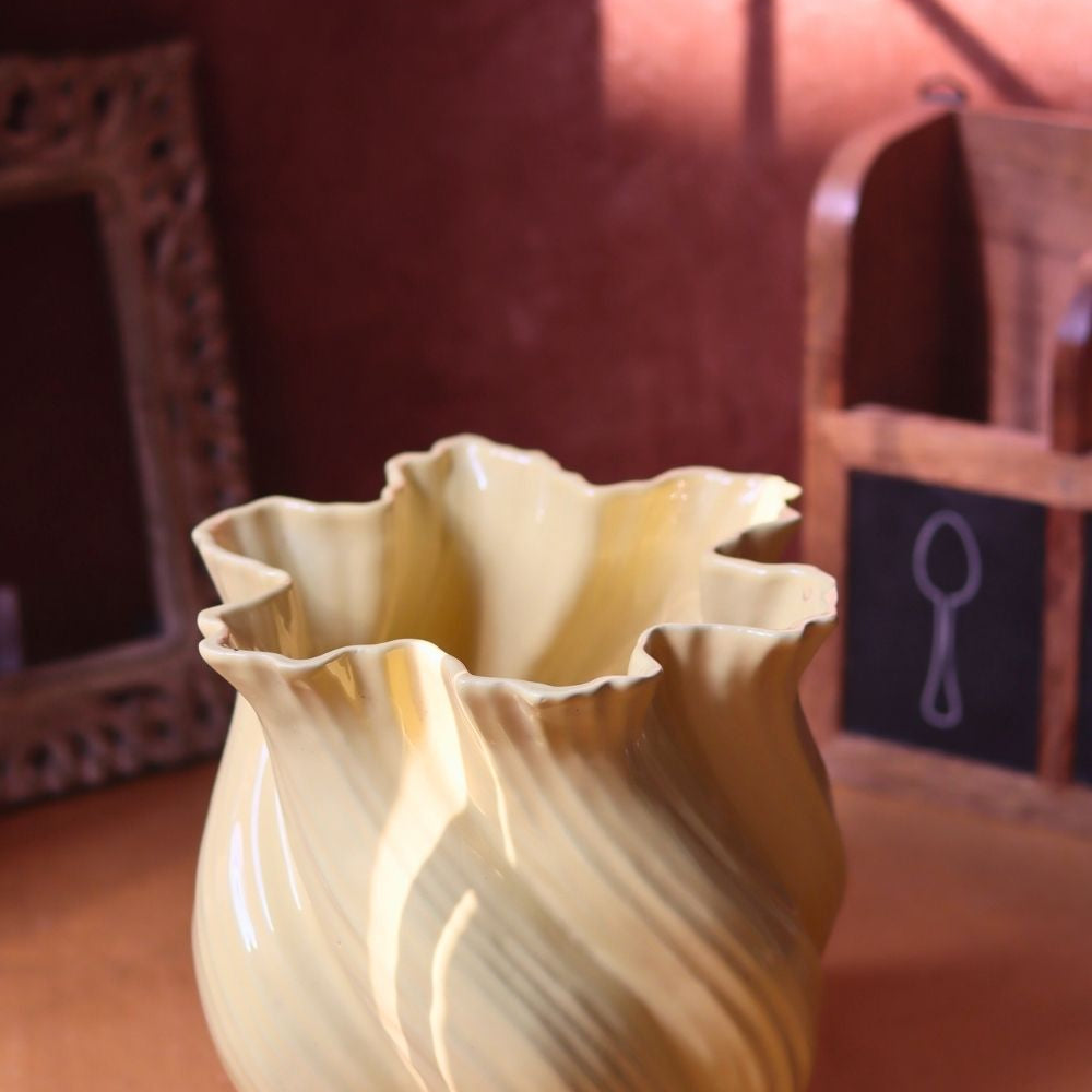 handmade Butter Yellow Statement Vase