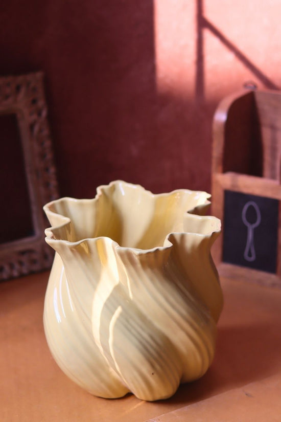 handmade Butter Yellow Statement Vase
