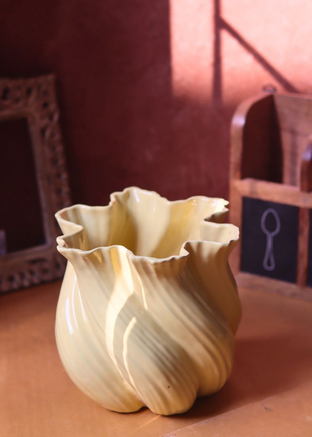 handmade Butter Yellow Statement Vase