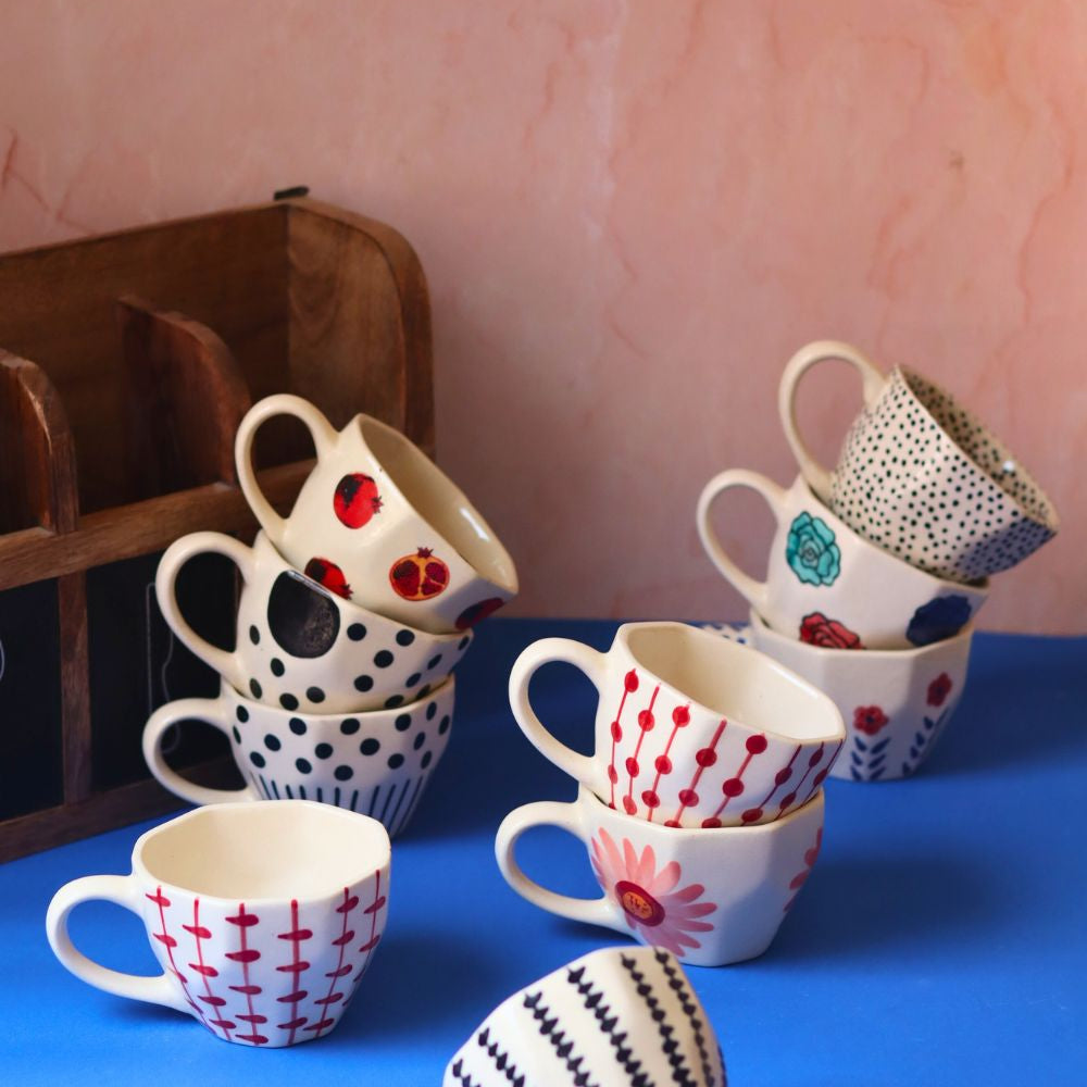 Handmade Set of 10 Floral Charm Mugs (for the price of 7)
